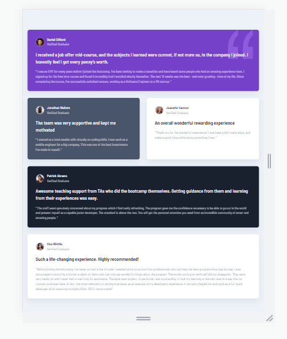 Testimonials Grid Section