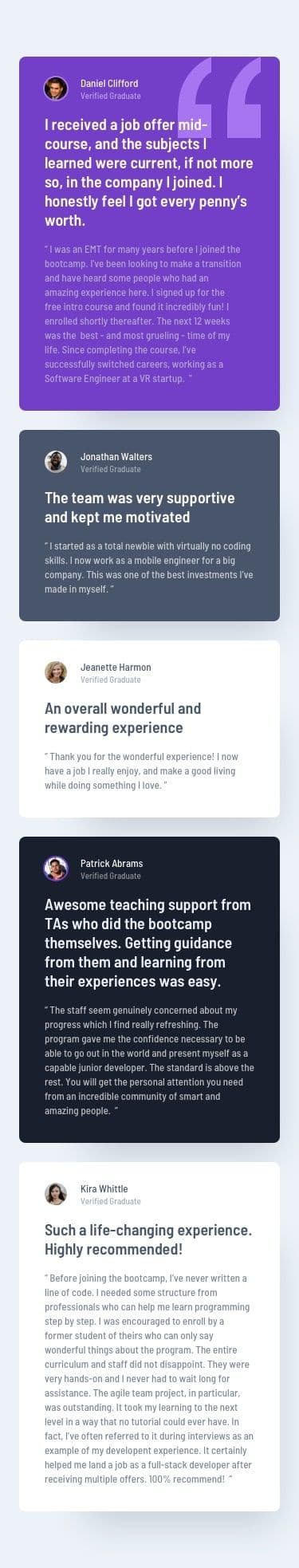 Testimonials Grid Section